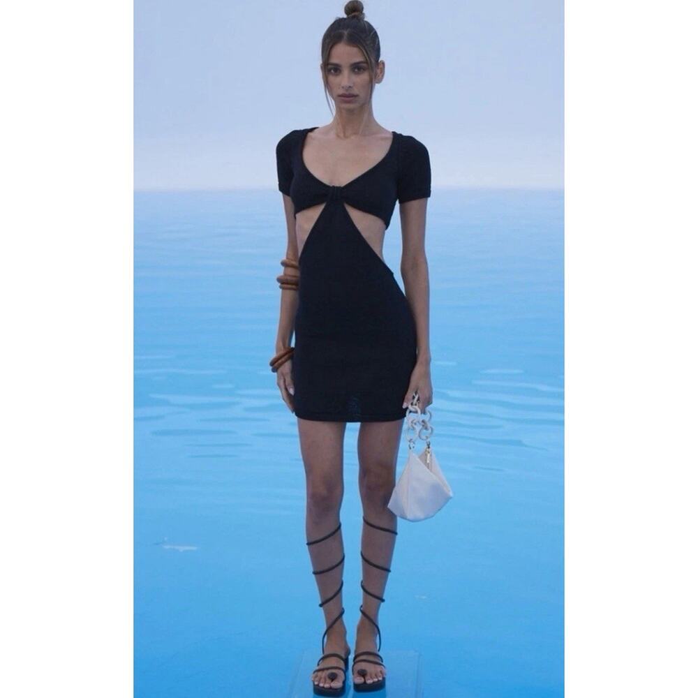 NWT Cult Gaia Dress Billie Cutout Knit in Black Large Sold Out Style